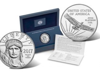 US Mint Sales: More Adjustments for Uncirculated Set and Platinum Eagle 2017-W Proof 20th Anniversary American Platinum Eagle coin and case
