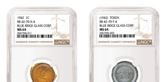 NGC Certified Experimental Glass Cents in Heritage Aug. 4 ANA Sale NGC certified glass cent and glass token