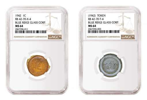 NGC certified glass cent and glass token