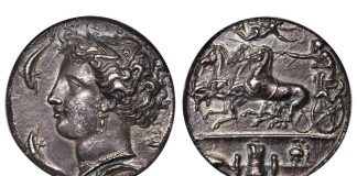 Stack’s Bowers World Coin, Ancient Coin and Currency Auctions of ANA World’s Fair of Money 2017 SICILY. Syracuse. Dionysios I, 406-367 B.C. AR Decadrachm