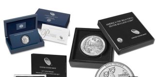 Platinum Eagle, Ozark 5 Oz, Anniversary Set and Ellis Island Quarters for July and August U.S. Mint images of collector products for July and August