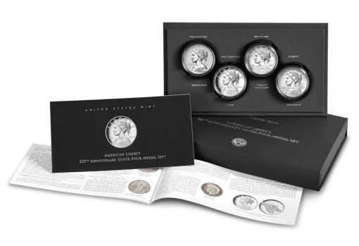 American Liberty Four Silver Medal Set - Packaging, Medals and Booklet