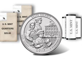 2017 Ellis Island Quarters Released Ellis Island quarter, rolls and bags