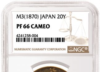 NGC-Certified Coins Top Heritage ANA Sale Meiji Year 3 (1870) Gold 20 Yen
