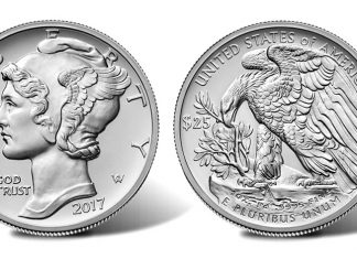 2017 $25 American Palladium Eagle Images Unveiled 2017 $25 American Eagle Palladium Bullion Coin (Obverse and Reverse)