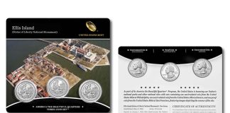 Ellis Island Quarters for New Jersey in Three-Coin Set 2017 Ellis Island Quarters Three-Coin Set