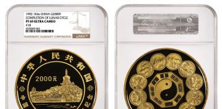 NGC Grades Hercules Collection of Modern Chinese Coins 1992 Completion of the Lunar Cycle Gold 2,000 Yuan