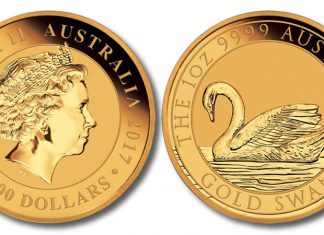 Perth Mint Introduces Australian 1oz Gold Swan Bullion Coin 2017 $100 Australian 1oz Gold Swan Coin - Obverse and Reverse