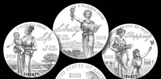 2018-2020 Proof American Platinum Eagle Designs Depict Life, Liberty and Happiness 2018-2020 Proof American Platinum Eagle Designs