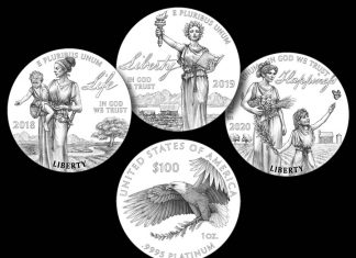 2018-2020 Proof American Platinum Eagle Designs Depict Life, Liberty and Happiness 2018-2020 Proof American Platinum Eagle Designs
