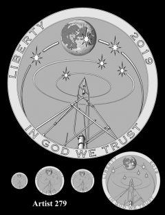 Artist 279 - Obverse Apollo 11 Commemorative Coin Design