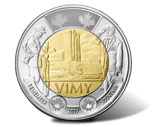 Canadian $2 100th Anniversary Battle of Vimy Ridge Circulation Coin - Reverse