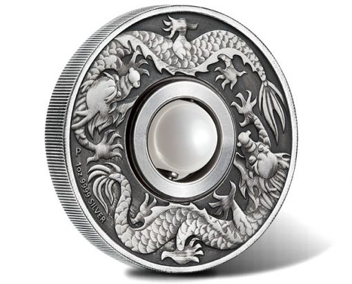 Dragon and Pearl 2017 1oz Silver Antiqued Coin