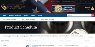 US Mint Product Highlights for 2018 US Mint Product Schedule Screen Grab