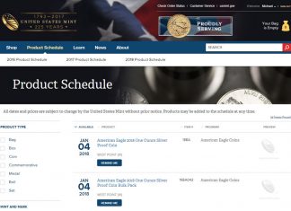 US Mint Product Highlights for 2018 US Mint Product Schedule Screen Grab