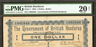 Stack’s Bowers to Auction 1894 British Honduras One Dollar Note at January 2018 NYINC 1894 British Honduras One Dollar