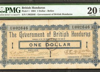 Stack’s Bowers to Auction 1894 British Honduras One Dollar Note at January 2018 NYINC 1894 British Honduras One Dollar