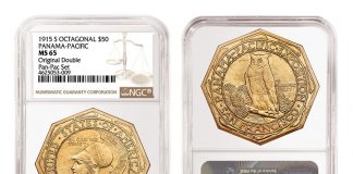 NGC Certifies Rare 1915 Panama-Pacific Double Set 1950 S Octagonal $50 Panama-Pacific Gold Coin