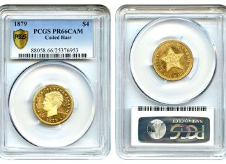 David Lawrence Sells 1879 $4 Stella For $1 Million 1879 Coiled Hair $4 Gold Stella