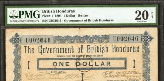 Stacks Bower’s Rarity Auction Highlights for January 2018 NYINC BRITISH HONDURAS. Government of British Honduras. 1 Dollar, 1894 Issue