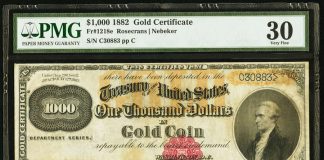 Heritage US Currency Highlights for January 2018 FUN Auction Fr. 1218e $1,000 1882 Gold Certificate
