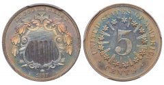 Lot 61 5C 1867 Rays. PCGS PR64+ CAC From the York Collection