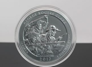 US Mint Sales: George Rogers Clark 5 Oz Coin Debuts Photo of 2017-P George Rogers Clark National Historical Park Five Ounce Silver Uncirculated Coin