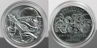 2018 WWI Centennial Silver Dollar First-Day Sales (Updated) Photo of 2018-P Uncirculated World War I Centennial Silver Dollar