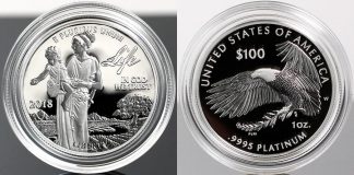 US Mint Sales: 2018 Proof Platinum Eagle Debuts Photo of 2018-W Proof American Platinum Eagle - Obverse and Reverse