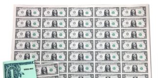 Series 2017 $1 Uncut Currency Sheets Released Series 2017 50-Subject, $1 Uncut Currency Sheet