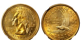 Stacks Bowers to Auction Sacagawea Dollar / Washington Quarter Mule Error 2000-P Sacagawea dollar / Washington quarter mule error