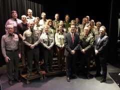 National Park Service employees at Pictured Rocks quarter ceremony