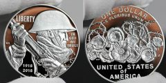 Photo of 2018-P Proof World War I Centennial Silver Dollar - Obverse and Reverse