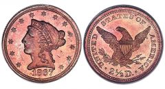 1867 Quarter Eagle in Copper