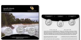 Apostle Islands Quarters for Wisconsin in Three-Coin Set 2018 Apostle Islands National Lakeshore Quarter Three-Coin Set