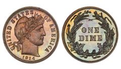 Lot 257 10C 1914 PCGS PR68 CAC From the Premier Barber Collection