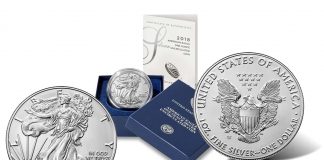 2018-W Uncirculated American Silver Eagle Launch 2018-W Uncirculated American Silver Eagle - Images of Obverse, Case and Reverse