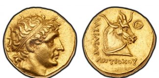 Tyrant Collection of Ancient Coins at June 2018 Long Beach Exp Antiochos gold Stater
