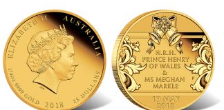 Australian Coins Celebrate Royal Wedding of Prince Harry and Meghan Markle Royal Wedding 2018 1/4oz Gold Proof Coin