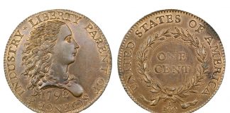 Historic Rarities in Liptons’s ANA August 2018 World’s Fair of Money Exhibit 1792 Birch cent back
