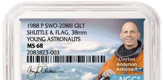 Astronaut Clayton Anderson to Autograph NGC Labels 1988_P_SWO-208III_GILT_ShuttleAndFlag_38mm_YoungAstronauts_MS63_2083823-003_v1_lg