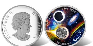 Canadian 2018 $20 Silver Coin Includes Meteorite Fragment 2018 $20 150th Anniversary of the RASC Silver Coin - Obverse and Reverse