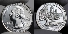 Photo of clad 2018-D Uncirculated Voyageurs National Park Quarter – Obverse and Reverse