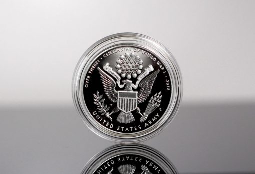 World War I Centennial 2018 Army Silver Medal - Reverse, Encapsulated