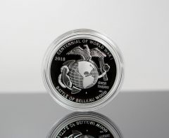 World War I Centennial 2018 Marine Corps Silver Medal - Reverse, Encapsulated