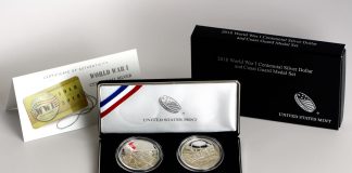 World War I Centennial 2018 Coast Guard Silver Medal Photos World War I Centennial 2018 Silver Dollar and Coast Guard Silver Medal, Certificate and Case
