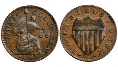 1786 Immunis Columbia-New Jersey Shield Reverse. Rarity-6+. Copper. MS-63 BN (PCGS)
