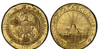 Brasher Doubloon and NY Coppers in PCGS Philadelphia Exhibit 1787 Brasher Doubloon EB on wing