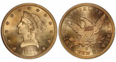 1857-S $10 PCGS MS64+