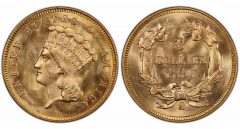 1857-S $3 PCGS MS67